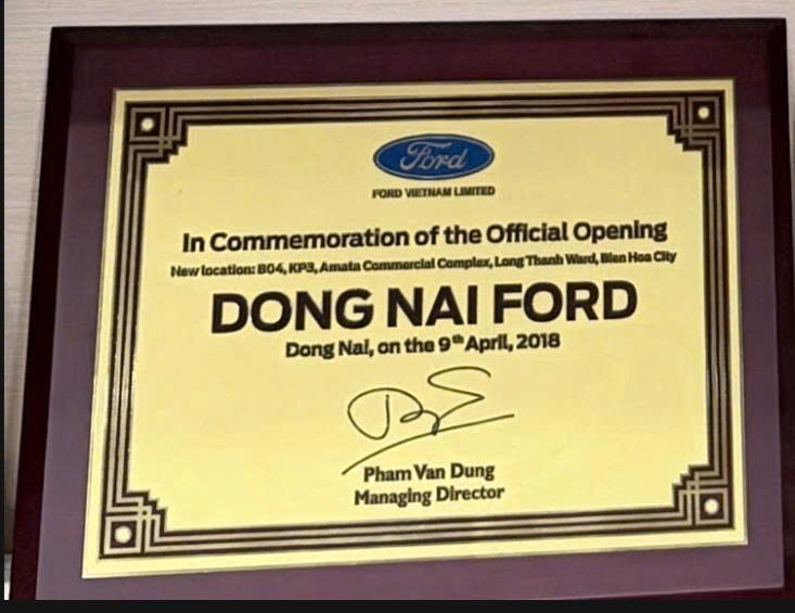 chứng nhận đồng nai ford